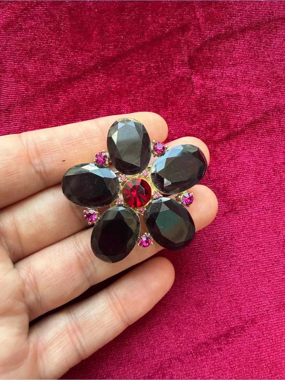 Vintage Liz Claiborne Gemstone Flower Brooch